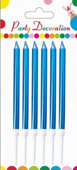 CANDELA METALLIZZATA BLU 13CM.10PZ BLISTER        