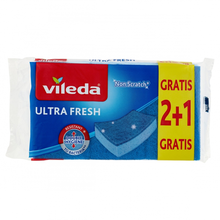 VILEDA SPUGNA ULTRAFRESH FIBRA BLU 2+1            