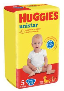 PANN.HUGGIES UNI 5 JUNIOR PZ.14 11/25 KG.         