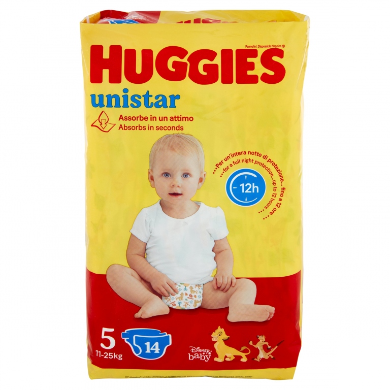 PANN.HUGGIES UNI 5 JUNIOR PZ.14 11/25 KG.         