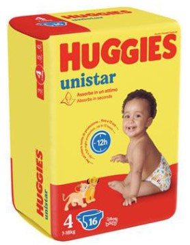 PANN.HUGGIES UNI 4 MAXI PZ.16 7/18 KG.            