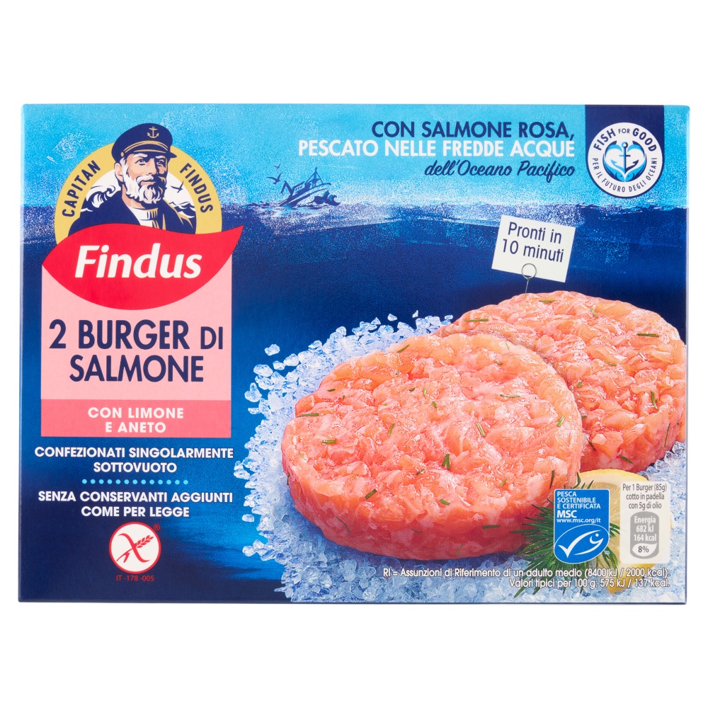 2 BURGER DI SALMONE LIM.ANETO FINDUS G170         