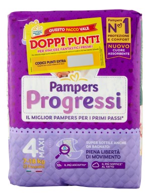 PANN.PAMPERS PROGRESSI N.4 PZ.21 KG.7-18 MAXI     