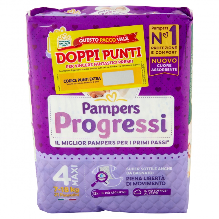 PANN.PAMPERS PROGRESSI N.4 PZ.21 KG.7-18 MAXI     