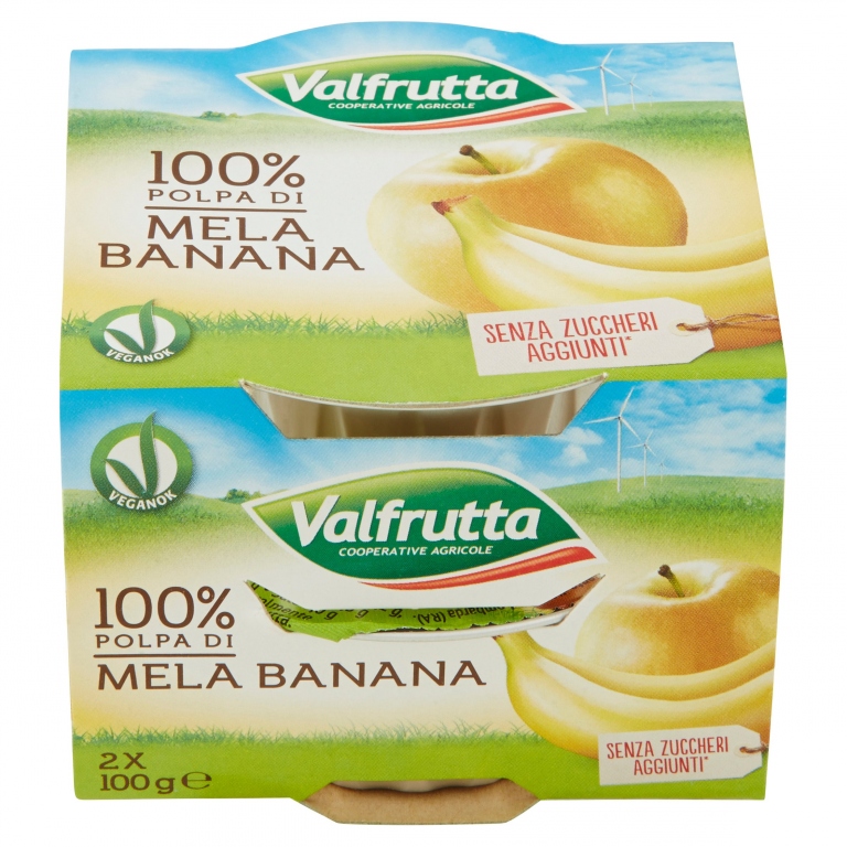 VALFRUTTA POLPA DI FRUTTA MELA/BAN.GR.100X2       