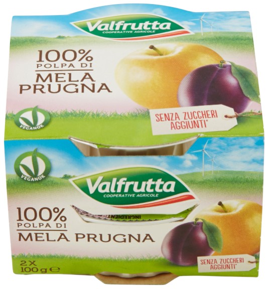 VALFRUTTA POLPA DI FRUTTA MELA/PRUGNA GR.100X2    