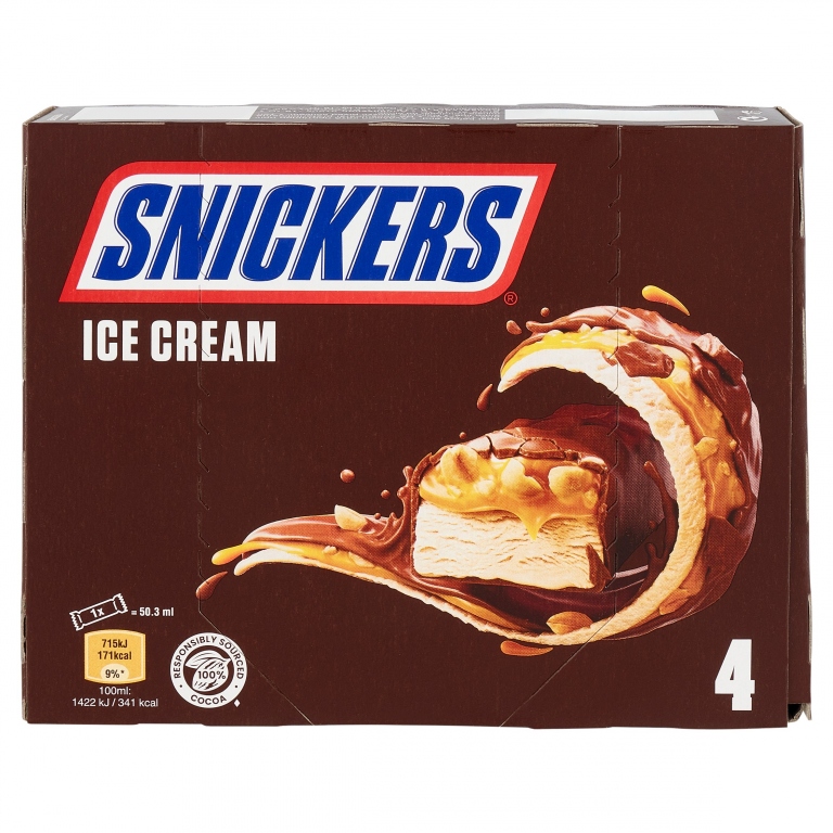 SNICKERS ICE BARRETTE GELATO MPK X4               
