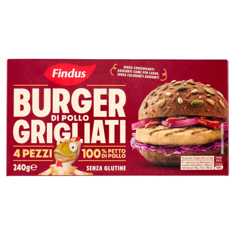 BURGER GRIGLIATI DI POLLO FINDUS G240             