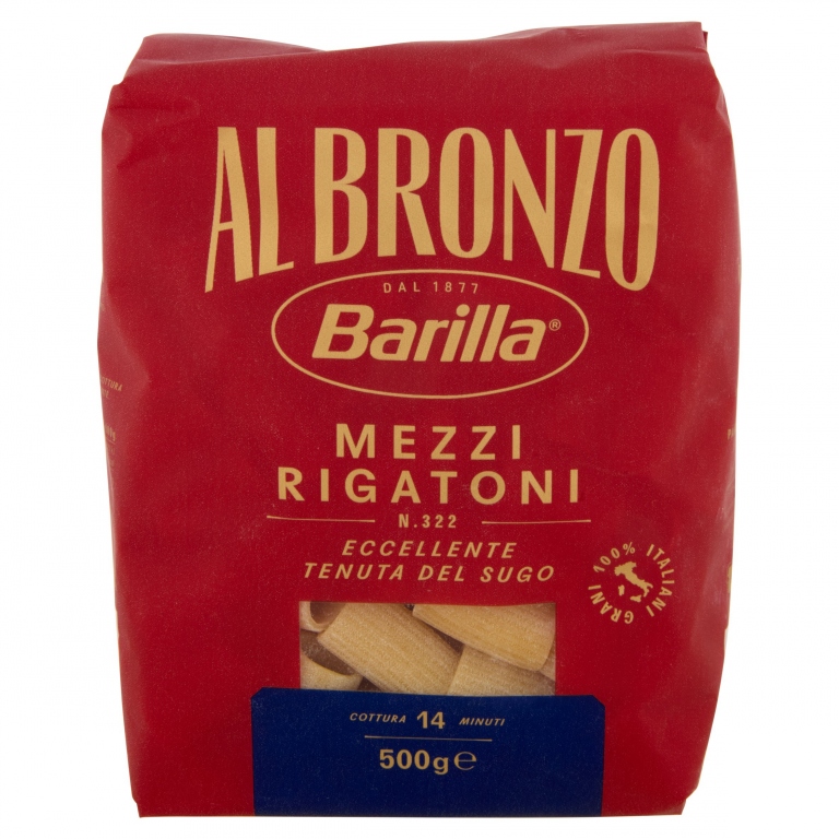PASTA BARILLA AL BRONZO MEZZI RIGATONI GR.500     