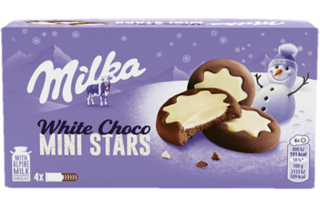 BISC. MILKA WHITE CHOCO MINISTARS GR.150          