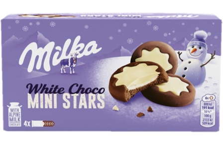 BISC. MILKA WHITE CHOCO MINISTARS GR.150          