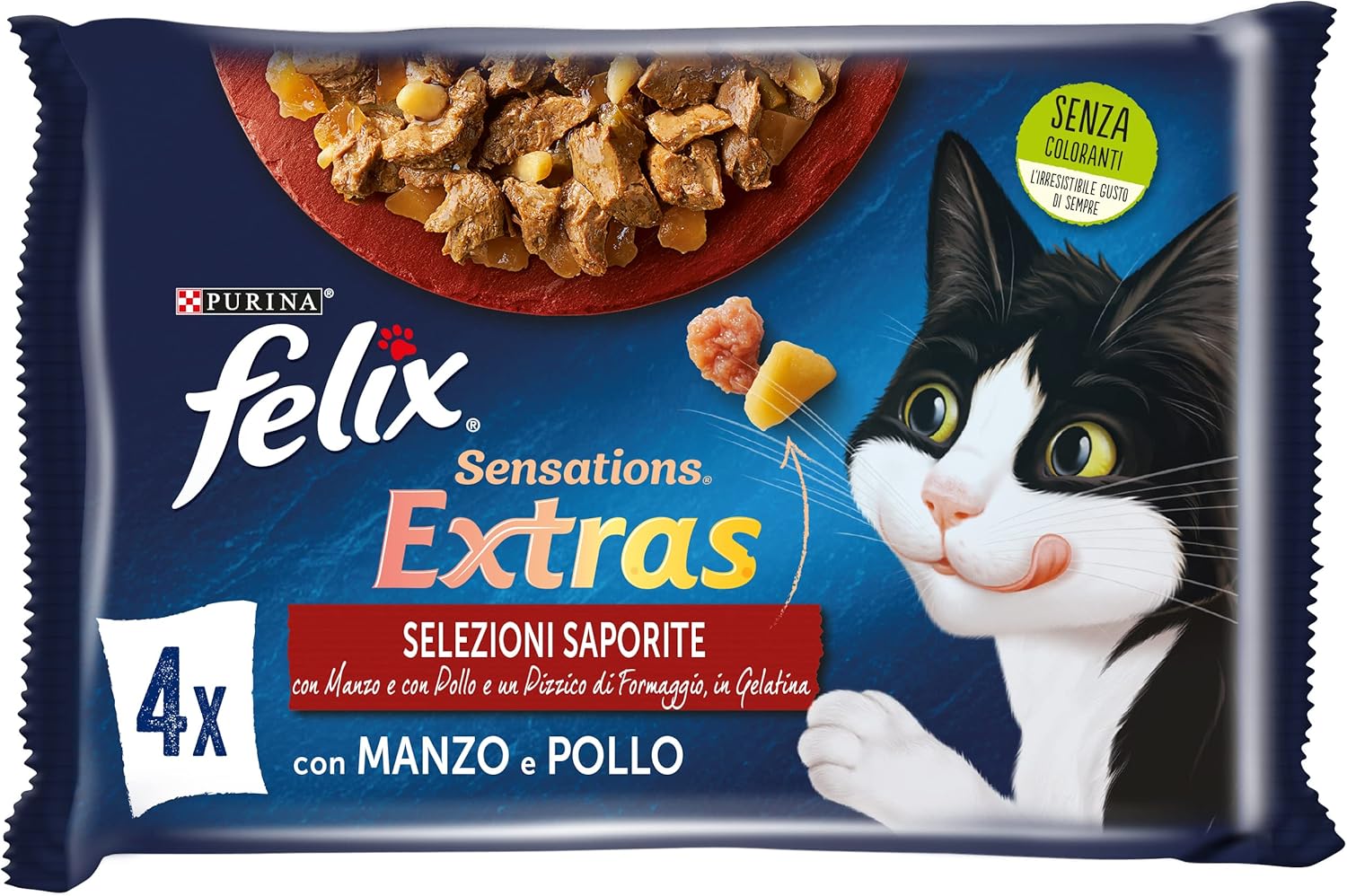 FELIX GATTO GHIOT.EXTRAS MANZO POLLO FORM. 4X85GR 