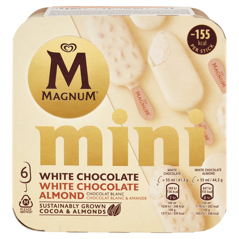 MAGNUM MINI WHITE&WHITE ALMOND X6                 