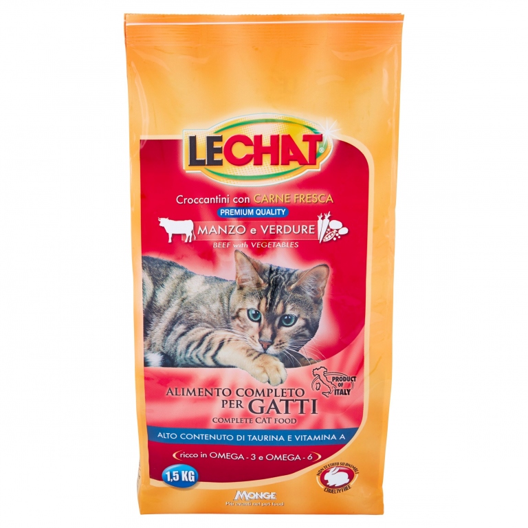 MONGE LECHAT MANZO VERDURE KG.1,5 CROCCANTINI     