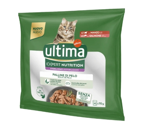ULTIMA GATTO EXPERT NUTRITION MANZO SALMONE GR70X4