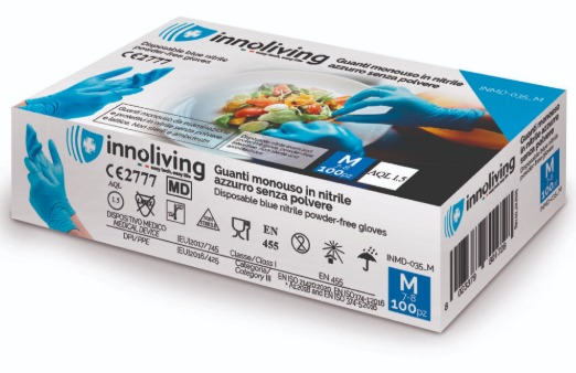 GUANTI NITRILE INNOLIVING AZZURRO TAG.L PZ.100    