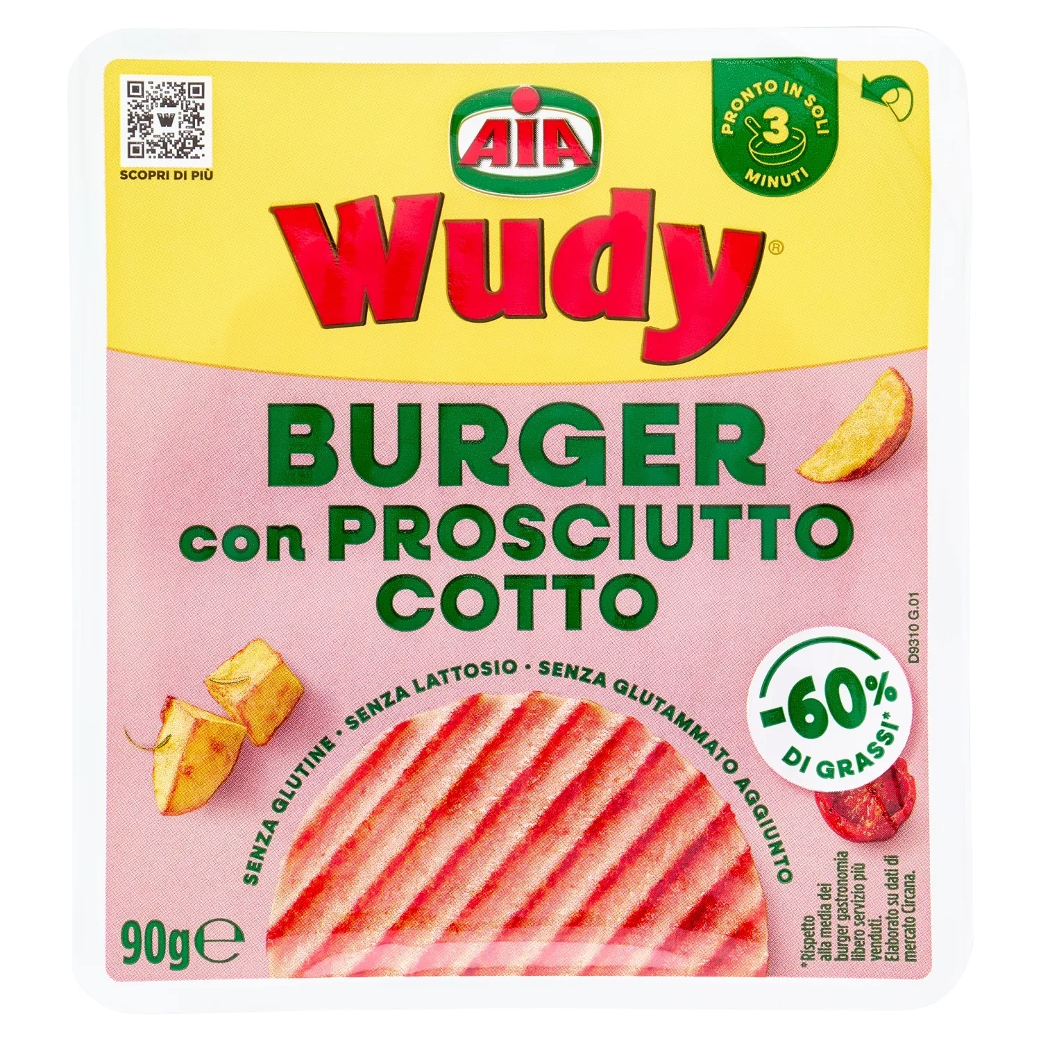 WUDY BURGER CON PROSCIUTTO COTTO GR.90            