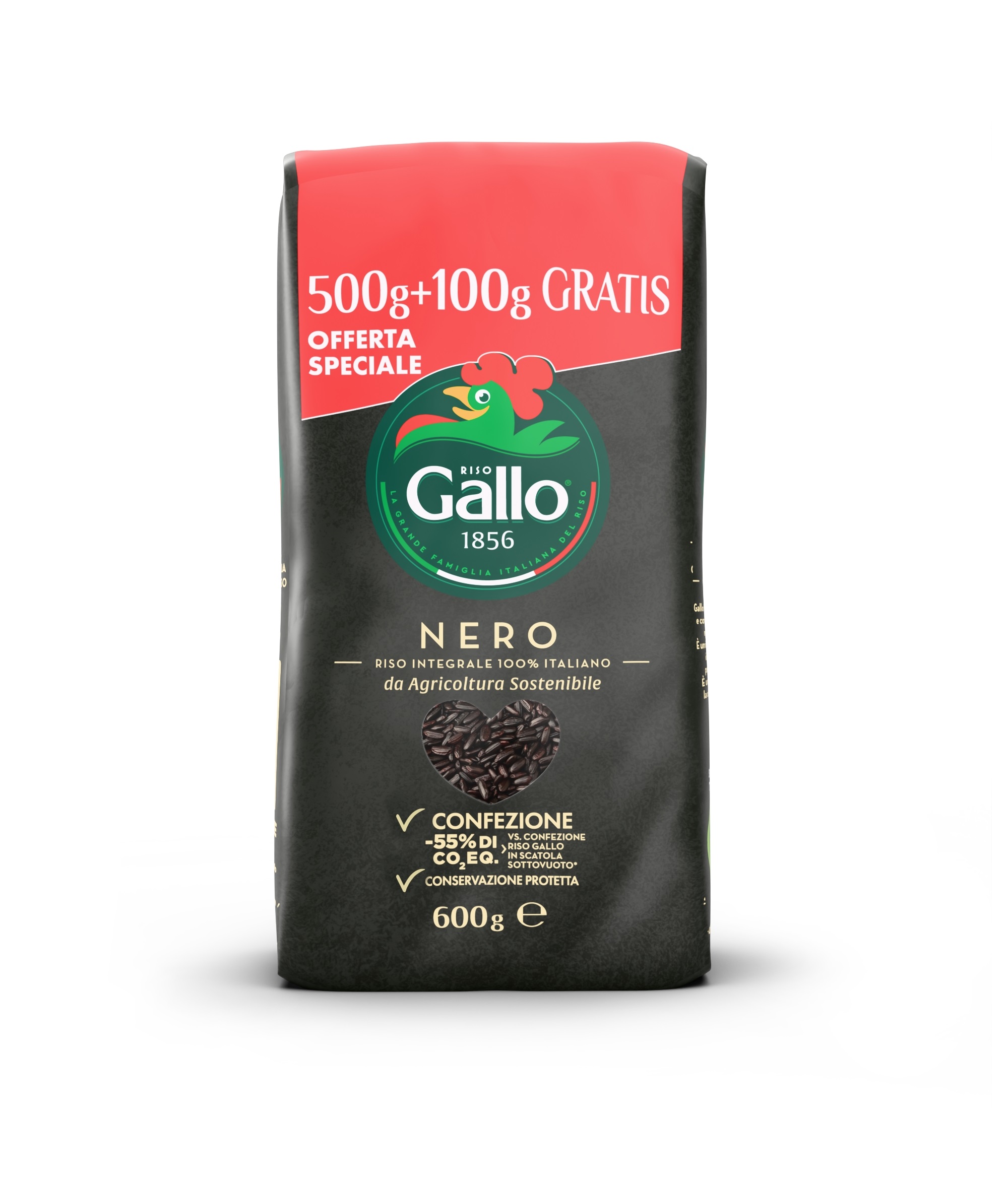 RISO GALLO NERO INTEGRALE GR 500+100 OMAGGIO      