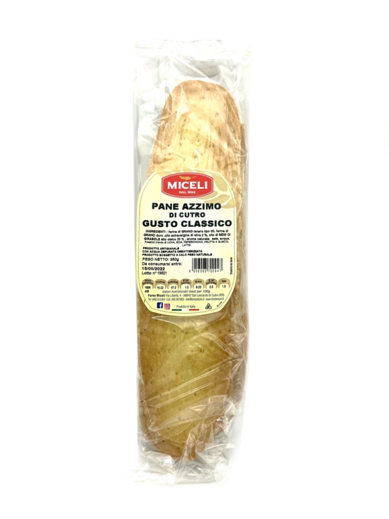 PANE AZZIMO OLIO EXTRAVERGINE MICELI G350         