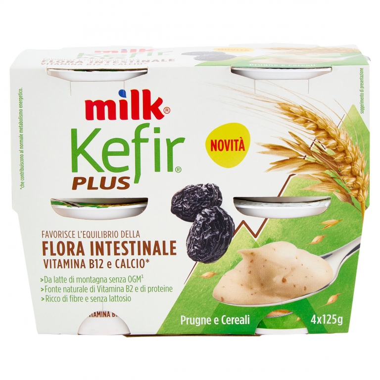 MILK KEFIR PLUS FLORA PRUGNA CEREALI 4X125GR      