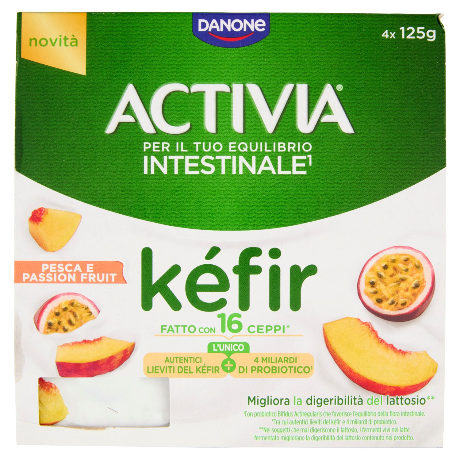 ACTIVIA KEFIR PESCA PASSION FRUIT GR.125X4        