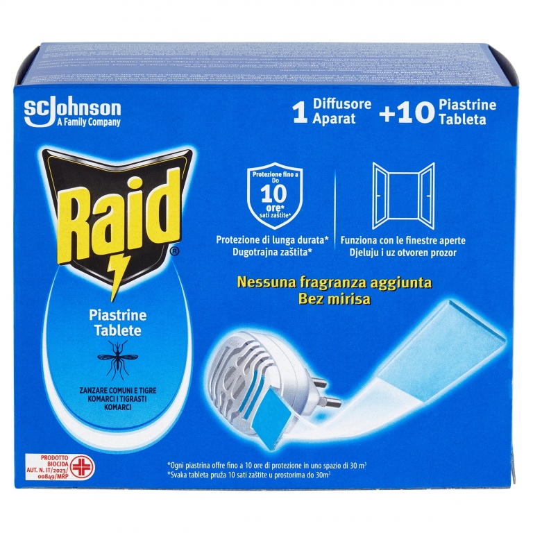 RAID PIASTRINE ANTIZANZARE BASE+10 PIASTRINE      