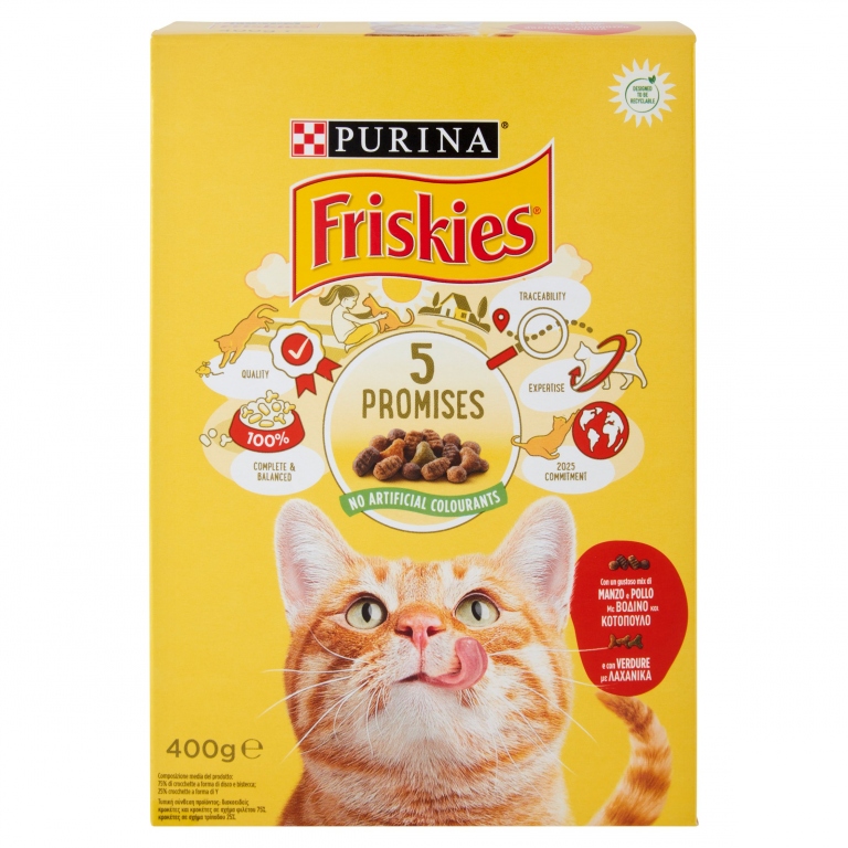 FRISKIES GATTO SECCO GR.400 MAN/POL/VERDURE       