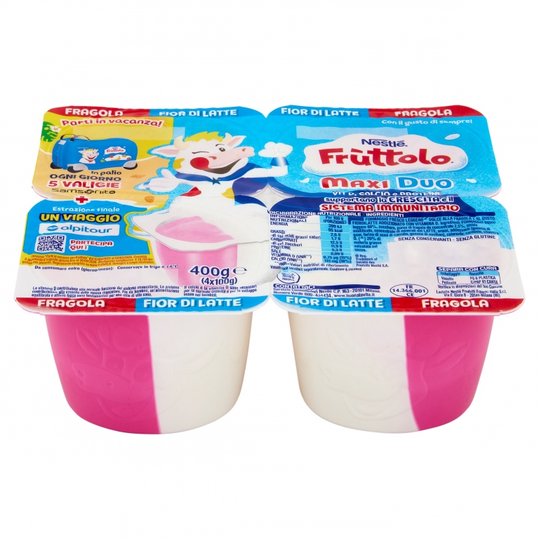 FRUTTOLO MAXIDUO FRAGOLA FIORDILATTE 4X100GR      