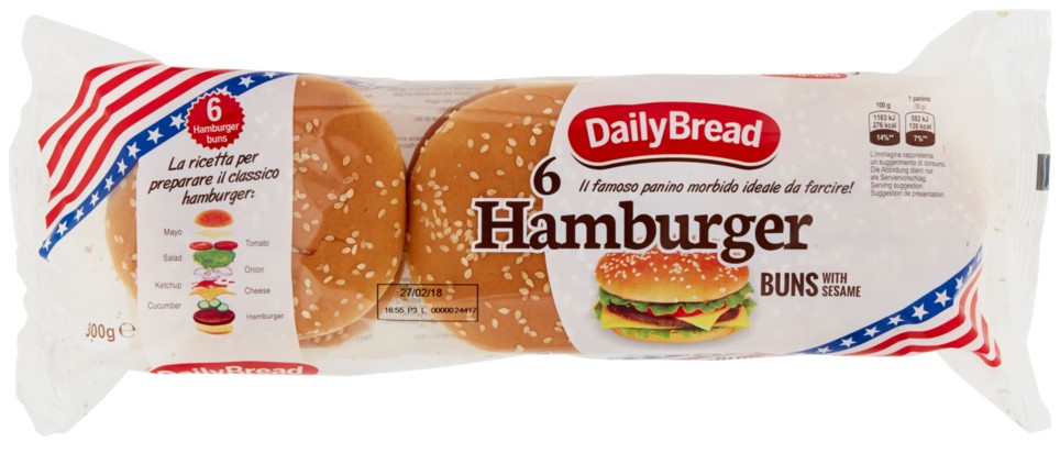 PANE HAMBURGER DAILYBREAD SES.GR300X6             