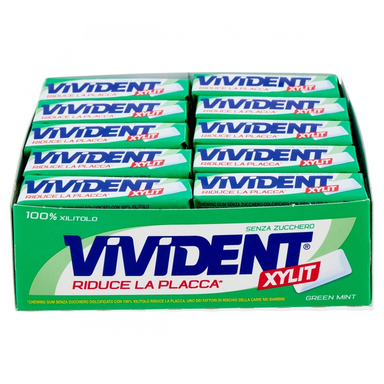 VIVIDENT XYLIT CONFETTI GREEN MINT X40            