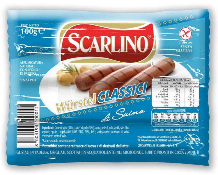 WURSTEL SCARLINO CLASSICI GR.100X4                