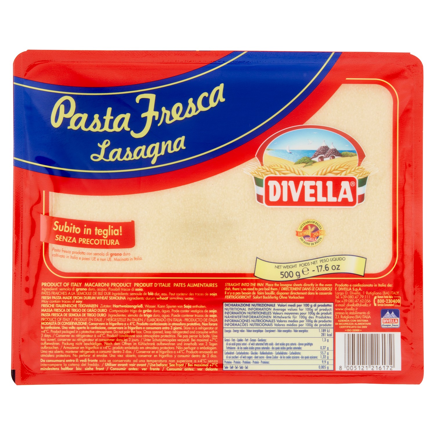 PASTA FRESCA DIVELLA LASAGNE GR.500               